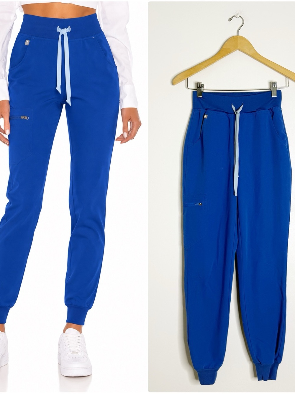 FIGS Zamora High Rise Jogger Scrub Pants XXS Royal Blue Technical Collection